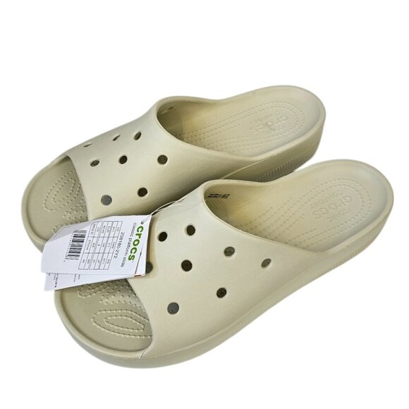 CROCS Womens Classic Platform Slide, Beige, Slip On, Comfort, Rubber, 11, NWT - Picture 3 of 9